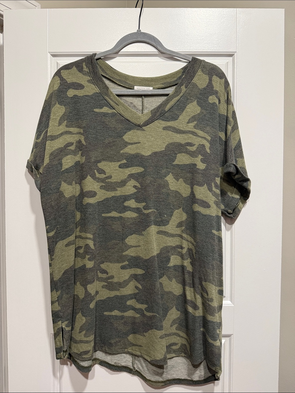 Chic Soul Olive & Dark Green Camouflage V-Neck Tee
